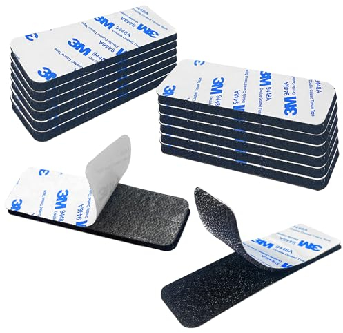 Winsay Cinta adhesiva de doble cara extrafuerte negra reutilizable de doble cara, paquete de 12 unidades de 3 x 10 cm, cuadrados de para alfombras, hogar