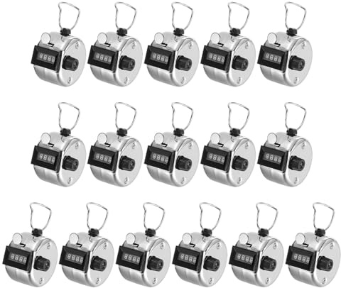 PATIKIL Contatore Clicker, 16Pz 4 Cifre Contatore Click Pitch Meccanico Portatile per Allenamento Maglia, Golf, Giro, Pesca, Argento