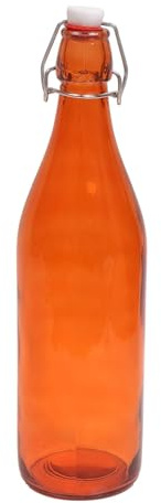 KWARE Bouteilles en verre de style vintage de 1 litre avec bouchon basculant – Idéales pour un usage domestique ou commercial – Remplissez avec de l'eau, du vin, de l'alcool, de l'huile, de la bière