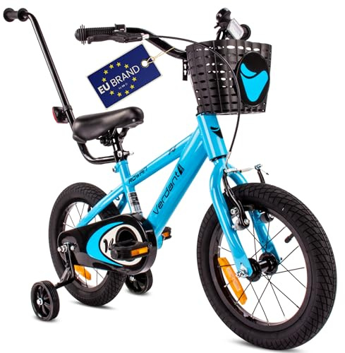 sun baby Verdant Bike Bicicletta per bambini 14 pollici ruota dimensioni, 2-6 anni, bicicletta da bambino con rotelle, bmx da bambino (14 pollici, Blu)