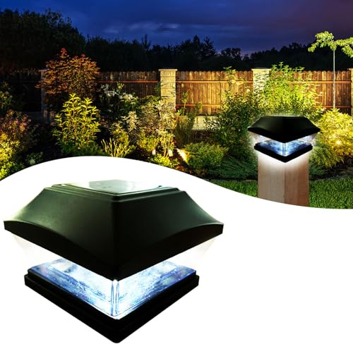 XVZ Luces solares de poste, IP65 impermeable lámparas solares para exteriores, luces LED solares, decoración de jardín para jardín, terraza, valla, postes de madera - Negro