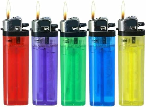 ezkart | Pack of 5- Multipack Assorted Colour Disposable Lighters with Adjustable Flame and Child Safe, Easy to Use, Reliable Ignition, Multicolour and Vibrant (5)