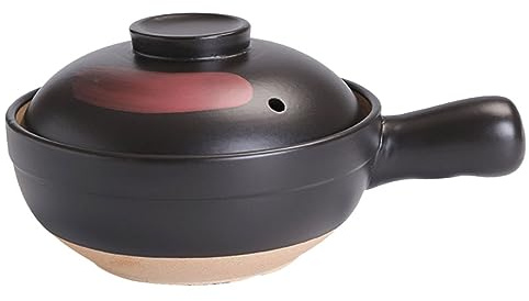 MOTHNUR Cocotte En Terre Cuite Petite Taille Noire Rouge, Marmite Cuisine Ménagère Résistante Haute Température, Cuisson Au Gaz, Usage Familial, 1 Personne, Sans Couvercle