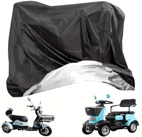 Heavy Duty Mobility Scooter Cover with Storage Bag, 190D Oxford Waterproof Anti UV Wheelchair Storage Cover, Anti Dust Mobility Scooter Cover for Most Motorbike Covers (142 x 66 x 91 cm)