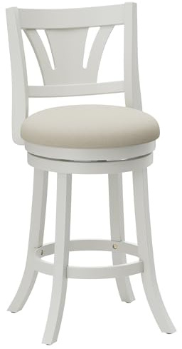 MALOL Swivel Bar Stools Set of 2, 26 Inch Counter Height Barstool with Silent Rotation, High-Density Foam Cushion, Solid Wood Frame, Footrest & Anti-Slip Pads for Kitchen Islands and Home Bars (White)
