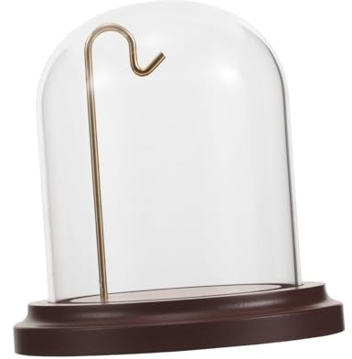 Sosoport Supporto per Orologio da Tasca con Gancio, Cupola Trasparente in Vetro e Base in Legno, Protezione da Impronte e Design Minimalista per Esposizione Decorativa su Scrivania