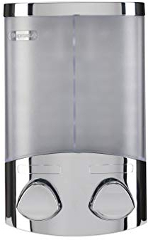 Croydex Wall Mounted Soap Dispenser - Eliminates Shower Clutter, Easy to Refill and Has a Pre-Measured Pump for Your Shower Gel, Shampoo and Conditioner, Mount On Corner or Flat Wall (Chrome, 2x320ml)