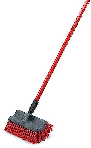 Libman Commercial 532 Dual Surface Scrub Brush, Steel Handle, 60 Length, 10 Width, Black/Red (Pack of 6)