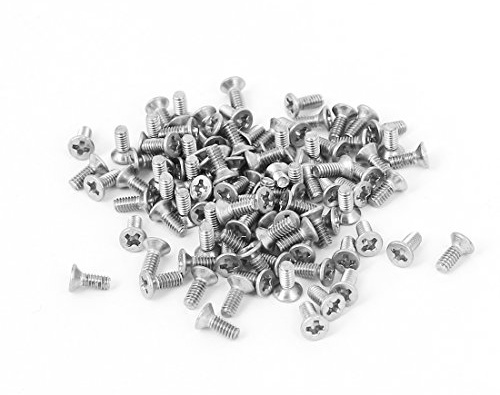 uxcell M2-0.4 x 5mm Fine Thread Stainless Steel Phillips Flat Countersunk Head Screws 100pcs