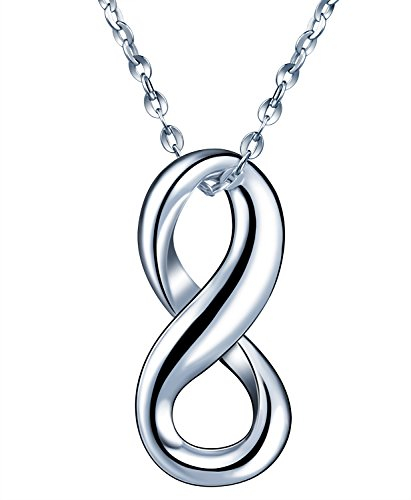 Unendlich U Einfach Unendlichkeit Symbol Zahlen 8 Damen Mädchen Halskette 925 Sterling Silber Anhänger Verstellbare Kette, Silber