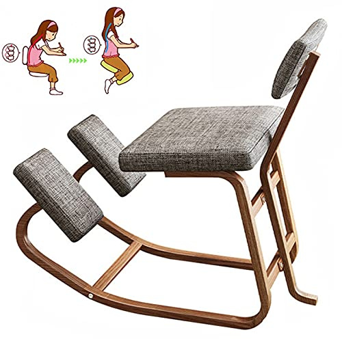 ZHDLJ Kniestuhl, Ergonomischer Stuhl Orthopädischer Kniestuhl Bürostuhl Kniender Hocker Computerstuhl Kniehocker mit Lehne und Bequemem Dickem Kissen für Entlastet Rückgrat