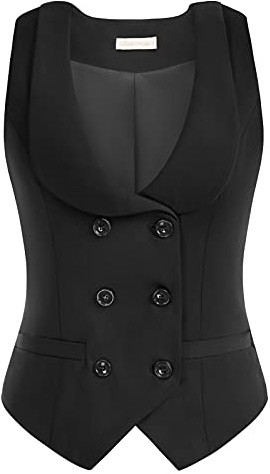 Belle Poque Women Vintage Black Vest Victorian Steampunk Dressy Vest Suit for Shirts,Plus Size