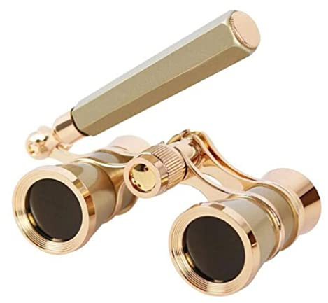 3 x 25 kikare teleskop med handtag, elegant teleskop för kvinnor, vintage operaglas för vuxna barn (guld)