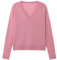 Pull en laine mérinos pour femme - Décontracté - Léger - Col en V - Manches raglan - Pull ample en tricot, rose, Taille XL