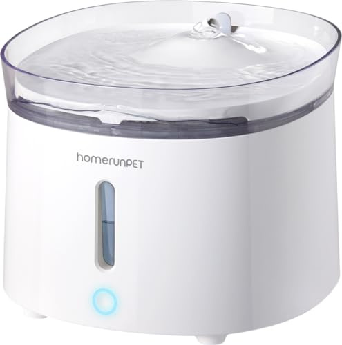 Homerunpet Cat Water Fountain with Wireless Pump, 2L Ultra Quiet Pet Water Fountain, Easy to Clean and Assemble Cat Water Fountain for Drinking, Dual Working Mode, Smart Led Light, Filters included