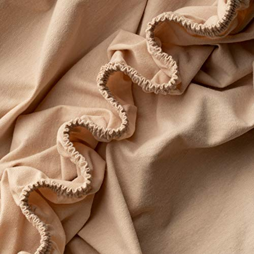 VelvetHome Spannbettlaken 160x200cm 100% gekämmte Baumwolle Made in EU Jersey Bettlaken 160x200 bis 25 cm Matratzenhöhe Spannbetttuch 160x200 Premium Qualität Schönen Farben Beige 160 x 200