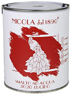 Smalto Acrilico a Base di Acqua, Per Interni ed Esterni, Made in Italy, Rosso Lucido - Formato 1 lt