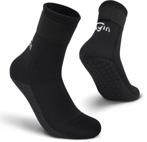 Yikayin Calzini in Neoprene da 3 mm per Uomo e Donna - Suola Antiscivolo - Calde - Per lo Snorkeling, il Surf, la Vela, l'SUP, gli Sport Acquatici