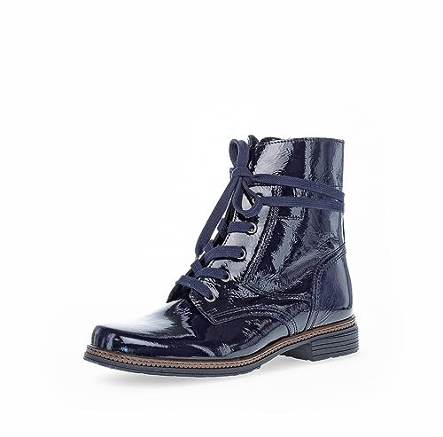 Gabor Bottines à lacets pour femme, semelle intérieure amovible, meilleur ajustement, Bleu Atlantique., 38 EU