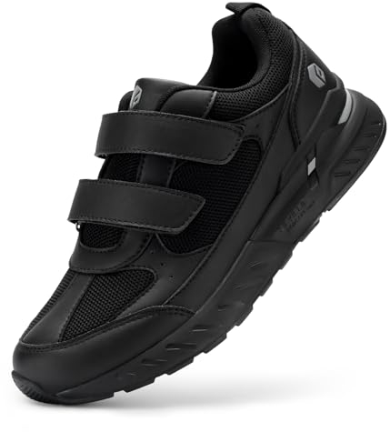 FitVille Chaussures de Marche Homme Extra Largess Basket Scratch Homme Chaussures Orthopédiques Confort Sneakers pour Pieds Larges et Plats Noir 43 EU Large