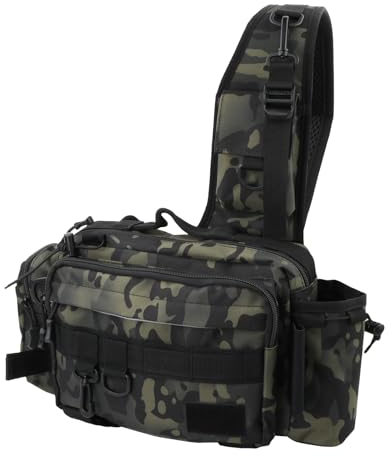 Taschen für Angelgeräte, wasserdichte Angel-Tragetasche mit Gürtel und gepolstertem Schultergurt, Angeln Camo Carryall, Karpfen-Angeltasche für Angelzubehör Angelausrüstung