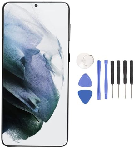 Organisk AMOLED-skärmbyte för S21 Plus 5G, 6,7-tums S21 Plus 5G-ram, Digitaliseringsenhet med Ramreparationsverktyg för S21 Plus 5G (SILVER)
