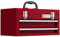 DURHAND Werkzeugkoffer leer, 46 x 24 x 22 cm Werkzeugkasten mit 2 Schubladen, oberes Staufach, Handgriff, Werkzeugkiste mit 2 Schloss, aus Stahl, Rot