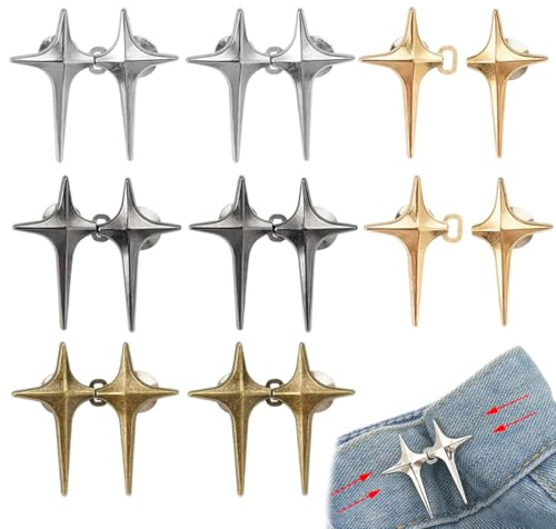 XPEX 8 pares de tensores de cintura para pantalones, botones ajustables para jeans, botones extraíbles para tensores de jeans, alfileres para botones de jeans