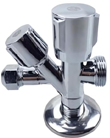 PipeSan Kombi-Eckventil DN15 1/2 Eingang – 3/8 & 3/4 Ausgänge | verchromtes Messing CW617N | 10 bar | selbstdichtend | inkl. Teflonband & Rosette | für Waschmaschine, Spülmaschine & Armatur