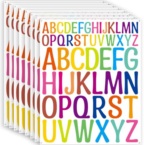 Buchstaben Aufkleber, 416 Stück/8 Blatt Buchstaben Sticker, Klebebuchstaben Bunt, Selbstklebende Buchstaben, Buchstaben zum Aufkleben Groß für Scrapbooking, Grußkarten, Briefkästen, Poster, DIY
