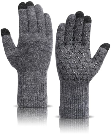 Voqeen Guanti Termici Touch Screen Invernali In Lana Antiscivolo Donne Uomini Guanti Da Corsa Caldi A Dita Intere Per Lavoro, Escursionismo, Corsa, Ciclismo, Equitazione, Guida
