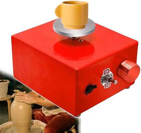torno de alfarero, Torno de alfarero, herramientas cerámica, máquina arcilla con velocidad ajustable/mini torno, for esculpir manualidades DIY(Red)
