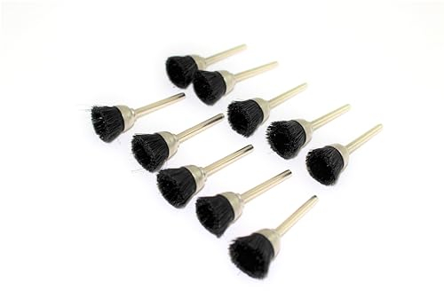 TEMO 10 pc Nylon Plastic Bristle 1/2 inch (13mm) Cup Wire Brush #404 1/8 inch (3mm) Shank for Dremel and Compatible Rotary Tools