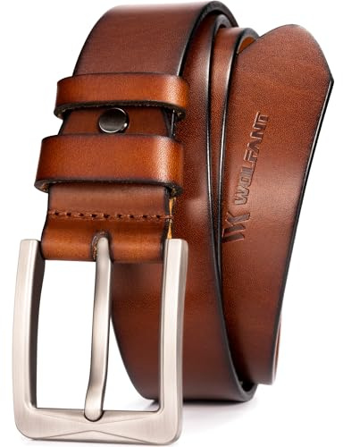WOLFANT 1.5 Full Grain Leather Belt for Men in Gift Box,100% Italian Real Solid Leather