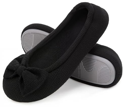 EverFoams Pantoufles confortables et légères en coton éponge et mousse à mémoire de forme pour femme Noir Taille 40/41 EU, Noir, 40/41 EU