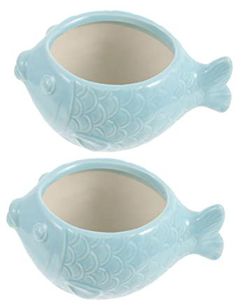 Happyyami 2pezzi Vasi Decorativi Ceramica Forma Di Pesce Di Fioriere Lovable Per Piante Grasse e Miniature Per Casa e Balcone