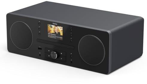 Hama Digitalradio (Radio mit Bluetooth RX, CD Player, DAB, DAB+, FM, USB, Radiowecker, 2 Weckzeiten, rauschfrei, Farb-Display, Stereo Lautsprecher, Drehregler) schwarz