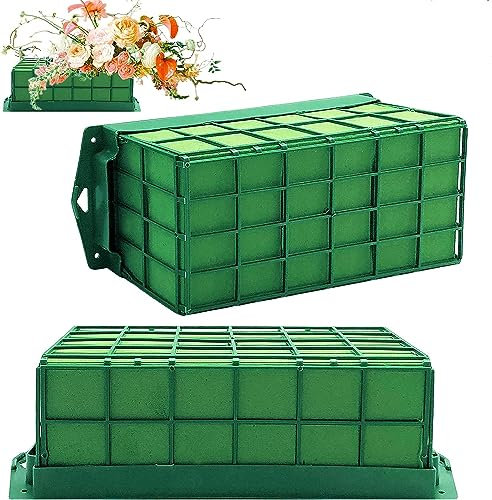 MEETOZ 2 jaulas de espuma floral, soporte rectangular de espuma para flores, espuma floral húmeda y seca para flores frescas y artificiales, para arreglos florales de boda, decoración del hogar