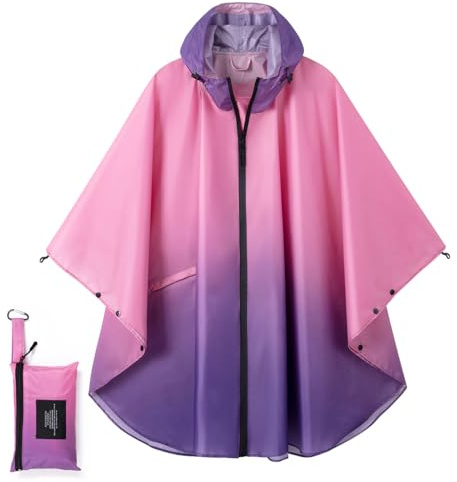 POWINSUN Fashion Hooded Rain Poncho Waterproof Raincoat Jacket with pocket for Women/Men/Adult