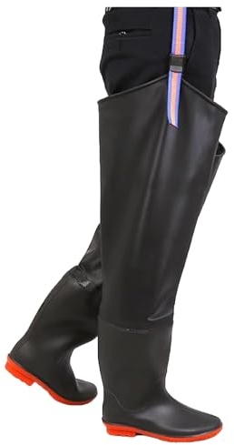 Watstiefel Winterwarme Wathosen für Angeln und Jagen, kniehohe Regenstiefel für Herren, geeignet für Camping, Landwirtschaft (Color : Black1, Size : 44 EU)
