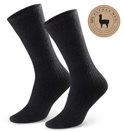 STEVEN Calze in 50% lana di alpaca per donne e uomini – ipoallergeniche, termoisolanti, senza cuciture, con bordo delicato, comode e piacevoli sulla pelle