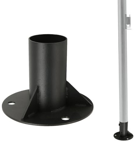 Bride de Plancher de Poteau de Clôture à Maillons de Chaîne, Poteau de Clôture à Maillons de Chaîne en Acier Massif Robuste, Poteau de Clôture à Base Ronde Stable et Robuste (52mm)