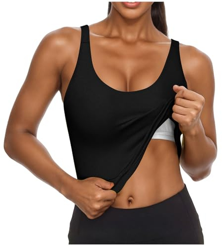 Canotta con Reggiseno Incorporato Ragazza Senza Maniche Canottiera Imbottita Canotte Donna con Spalline Sottili Senza Maniche Tank Shirt Basic Casual Cami Estiva per Sportiva Offerte Lampo del Giorno