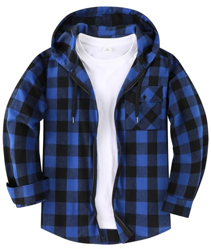 SwissWell Chemises Flanelle pour Hommes à Capuche Chemises à Carreaux Chemise Manches Longues avec Fermeture éclair Chemise de Bûcheron pour Le Travail Randonnée Camping