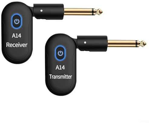 Zilimontt 2.4GHz Professional Guitar Wireless System,Digital Transmitter Receiver Set,with USB Rechargeable Battery,for Electric Bass Musical Instruments Stage Performance
