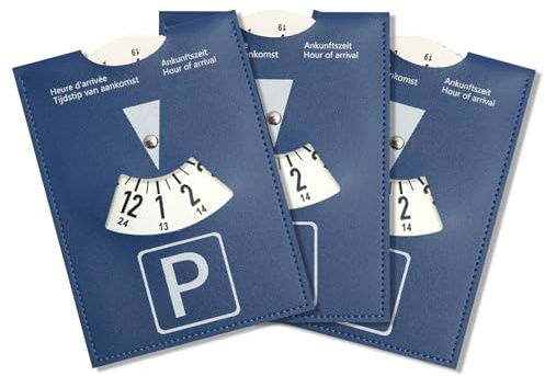 LUPATDY Juego de 3 discos de aparcamiento de lujo de piel sintética suave al tacto para coche, moto, autocaravana, 10 x 13 cm, color azul