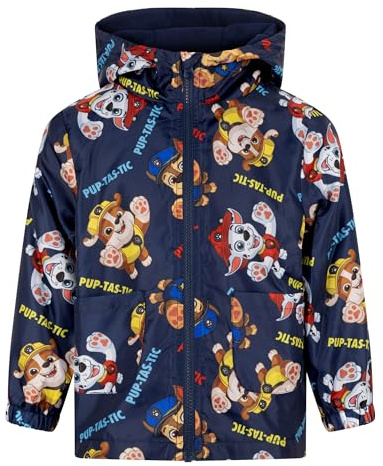 Paw Patrol / La Patrulla Canina Chubasquero con capucha, chaqueta con forro polar aislante, Dark Blue, 4-5 Años: 110cm, Azul