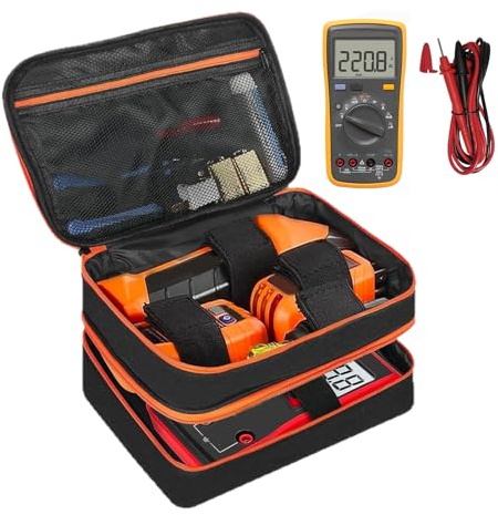 Liakyunf per Multimetro | da Trasporto per Utensili di Circuiti Elettrici | Organizzatore Portautensili Elettricista Impermeabile a Doppio Strato per Batterie Multimetri Cavi Prese
