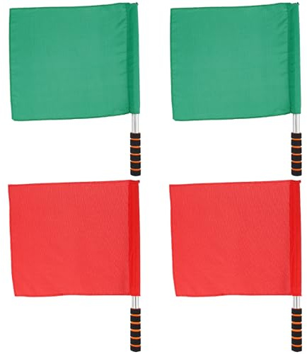 MAGICLULU Bandiere Arbitro da 4 Pezzi Rosse e Verdi, Bandierine a Mano per Segnalazione Gare Sportive, Piccole Bandiere su Bastoni per Calcio, Corsa, Rugby e Gestione Eventi All’Aperto