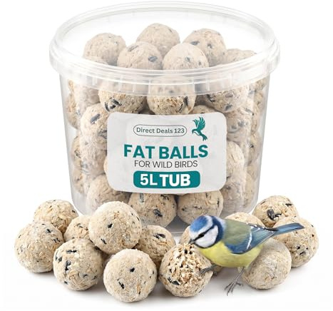 5L Tub Fat Balls for Wild Bird Food, Feed for Sparrows & Garden Wildlife | Premium Energy Treat Natural Food Garden Wildlife High Oil Nutrition Winter Feeding Pack Quality for All Life Stages